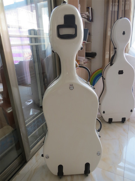 Great 4/4 white fiberglass cello hard case w/wheells