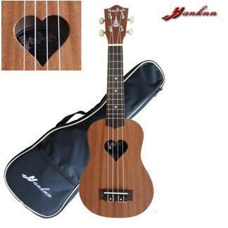 Hanknn Soprano Ukulele with Loving Heart Sound Hole Free Gig Bag