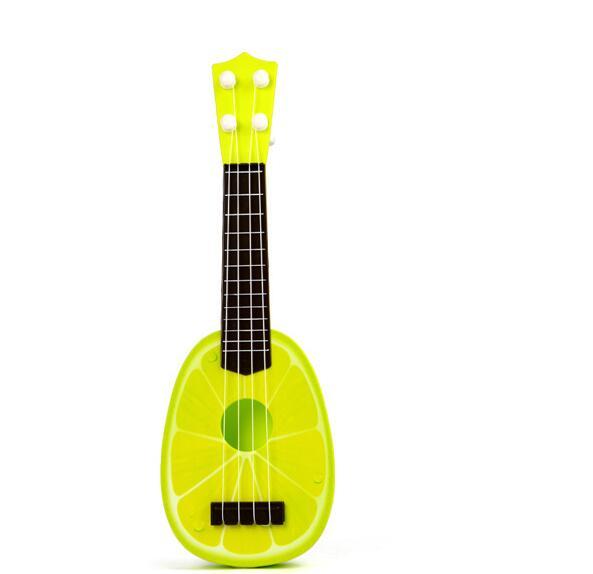 Children's intelligence early education four string fruit guitar simulation little yore OPP toys 36*12*3.5cm Plastic