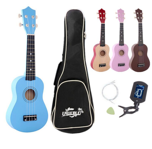 21 Inch Ukulele Hawaii 4 String Guitar Ukelele Beginner Children Kids Gifts + Bag Case + Electronic Tuner + Nylon Strings Pick