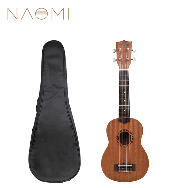 NAOMI 21'' Ukelele Soprano Sapele Hawaii Guitar Mahogany 12 Fret Uke Kit W/Gig Bag New