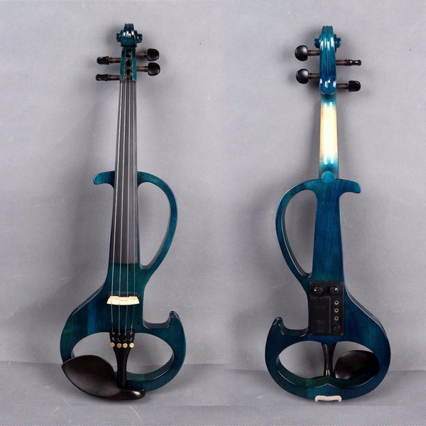 4/4 Electric Violin Powerful Sound silent Violin Fine parts 4 string solid wood blue #6