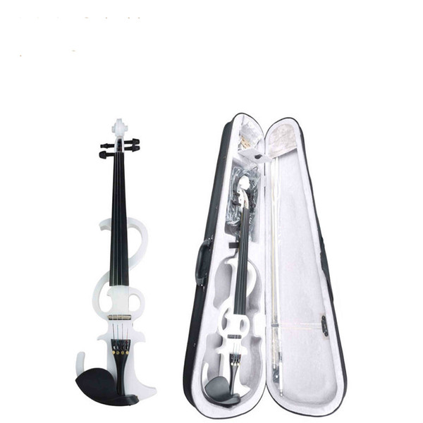 Electric Violin 4/4 Electric Silent Violin Full Size Violin Ebony Fretboard +Case White Set New