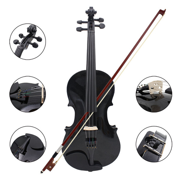 Wholesale colored solid wood violin light linden violin beginners practice popular violin