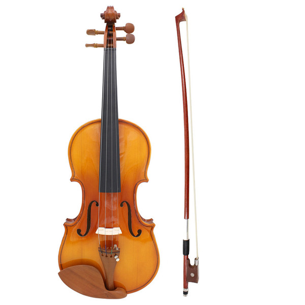 Full Size 4/4 Natural Acoustic Solid Wood Spruce Flame Maple Veneer Violin Fiddle for Beginner Student Performer