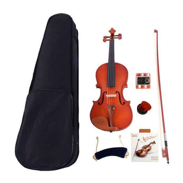 Musical Instruments 4/4 Acoustic Matt Violin with Case Bow Rosin Strings Shoulder Rest Tuner Natural for Age 11