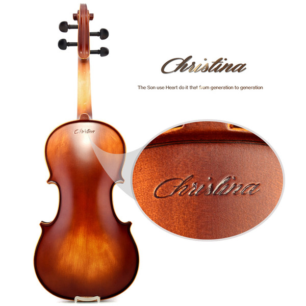 Christina E02 Maple Violin 4/4 for beginner use musical instruments,handmade ebony violin parts,with fiddle case,bow,rosin