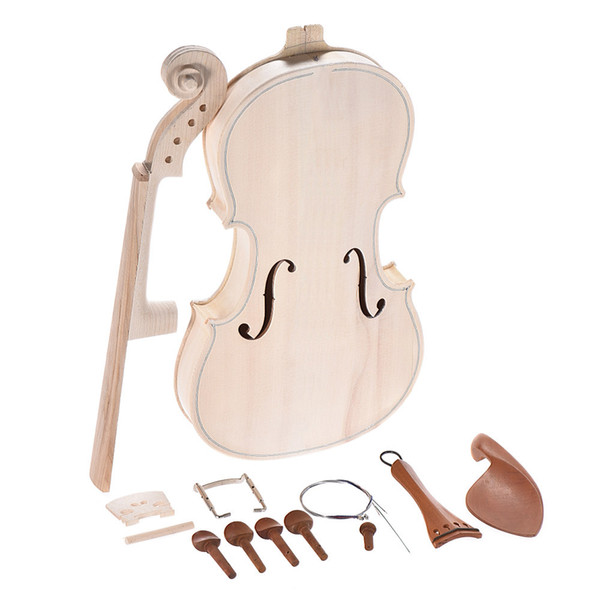 DIY 4/4 Full Size Violin DIY Kit Natural Solid Wood Acoustic Violin Fiddle Kit with EQ Spruce Top Maple Back Neck Fingerboard