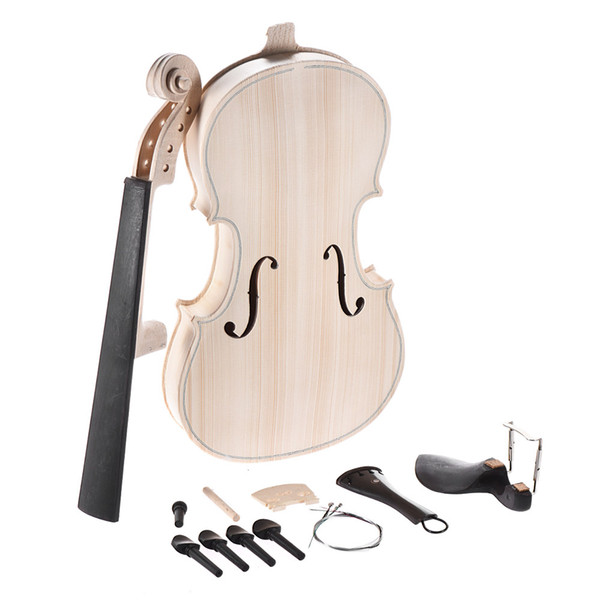 DIY 4/4 Full Size Natural Solid Wood Acoustic Violin Fiddle Kit with EQ Spruce Top Maple Back Neck Fingerboard Aluminum Alloy