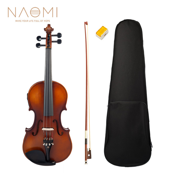 NAOMI 4/4 Electric Violin 4/4 Full Size EQ Electric Violin Fiddle Kit W/ Bow Case Rosin Bridge High Quality