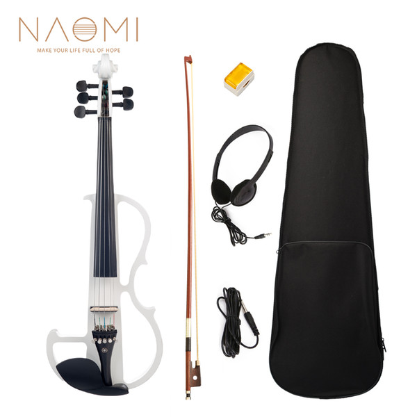 NAOMI 4/4 Full Size Electric Violin Fiddle 5 String Silent Violin W/ Ebony Accessories High Quality New