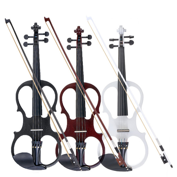 4/4 Bilateral Electric Violin Fiddle Stringed Instrument Basswood with Fittings Cable Headphone Case for Music Lovers Beginners