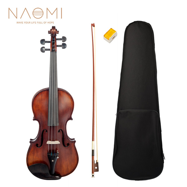 NAOMI Acoustic Violin 4/4 Full Size Violin Fiddle Matte Finish Violin Ebony Accessries High Quality New