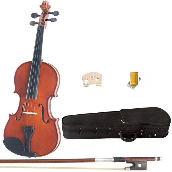 4/4 3/4 1/2 1/4 1/8Violin Natural Maple Wood Acoustic Violin With Case, Rosin, Bow