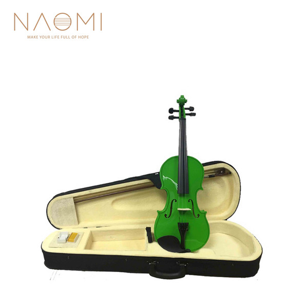 NAOMI Violin 4/4 Acoustic Violin + Ccase + Bow + Rosin Green Color For Beginners Students Full Size Violin New