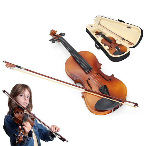 wholesale 4/4 Full Size Natural Wooden Acoustic Fiddle Violin with Case Cover For Musical Stringed Instruments Lover Beginner Gift