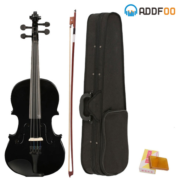 wholesale 4/4 Full Size Acoustic Violin Solid Wood Fiddle Black With Case Bow Rosin Stringed Instrument For Kids Students Beginner