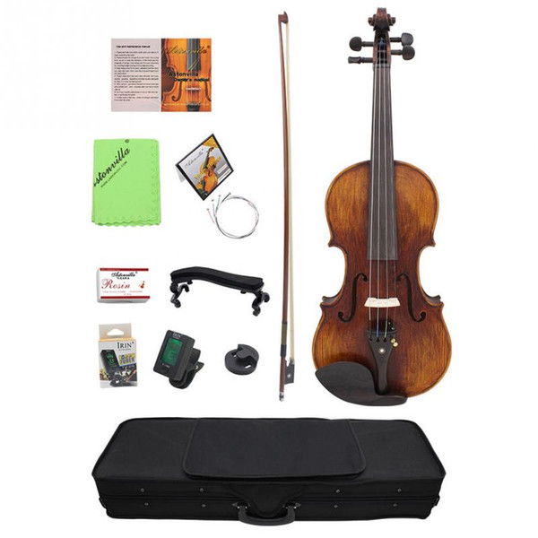 wholesale Professional 4/4 Maple Wood Violin Set with Carry Case Strings/Sordine/shoulder rest/tuner Violino Instrument