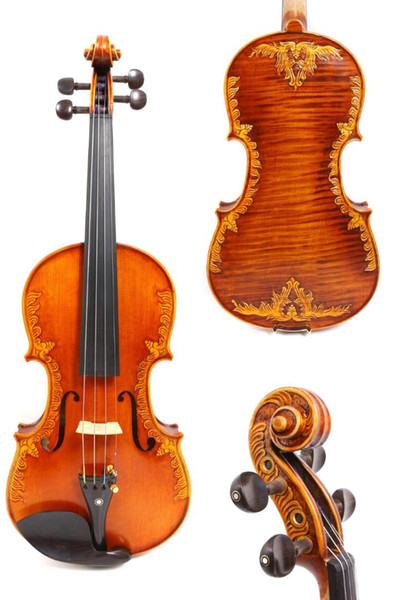 4/4 Violin One piece Spruce Hand Carved Pattern Master level With Violin Case Bow #GY13