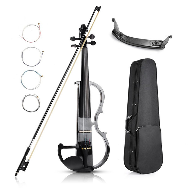 Electric Violin 4/4 Size Mahogany Wood Metallic Silent with Violin Kit