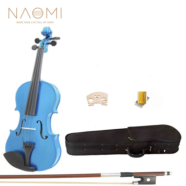 wholesale Acoustic Violin 4/4 3/4 1/2 1/4 1/8 Violin Blue Maple Wood Acoustic Violin + Case+Rosin+Bow for Students Beginners