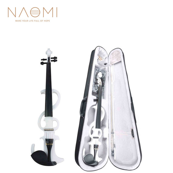 wholesale Electric Violin 4/4 Electric Silent Violin Full Size Violin Ebony Fretboard +Case White Set New