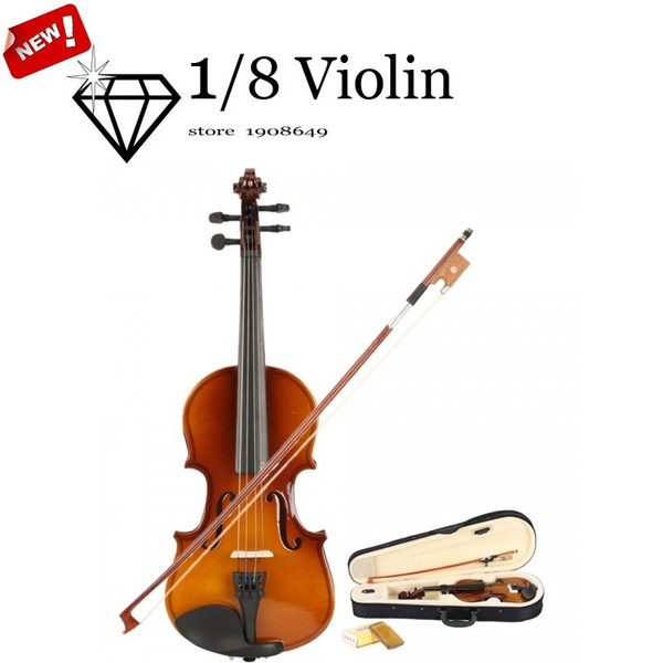 1/8 Natural Acoustic Violin with Case, Bow, Rosin for Children