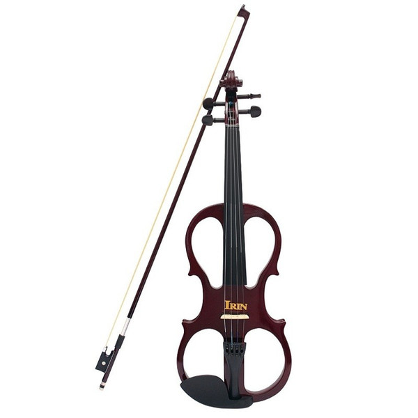 Wholesale-4/4 Wood Maple Wine red Electric Violin with Ebony Fittings Cable Headphone Case for Music Lovers Beginners