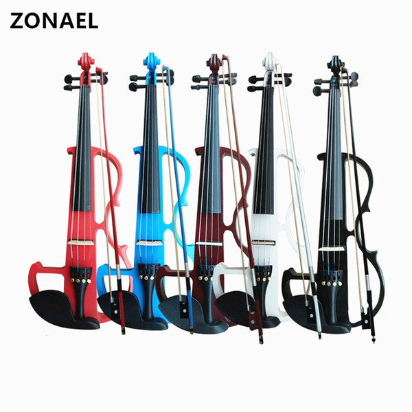 wholesale Full Size 4/4 Solid Wood Silent Electric Violin Fiddle Maple Body Ebony Fingerboard Pegs Chin Rest Tailpiece