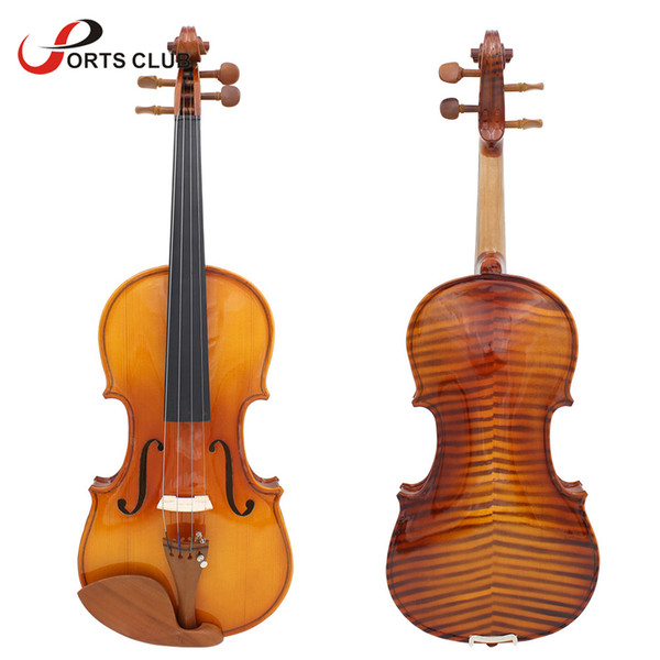 Full Size 4/4 Violin Fiddle Natural Acoustic Violin Solid Wood Spruce Flame Maple Veneer Jujube Wood Parts with Case Rosin Wiper