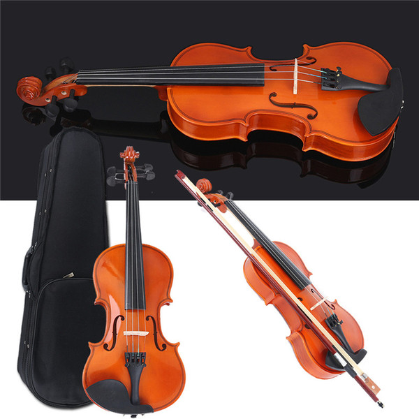 wholesale 1/2 Natural Acoustic Wooden Fiddle Violin Set with Violin Case Bow Rosin Parts for Stringed Instruments Beginner Lovers