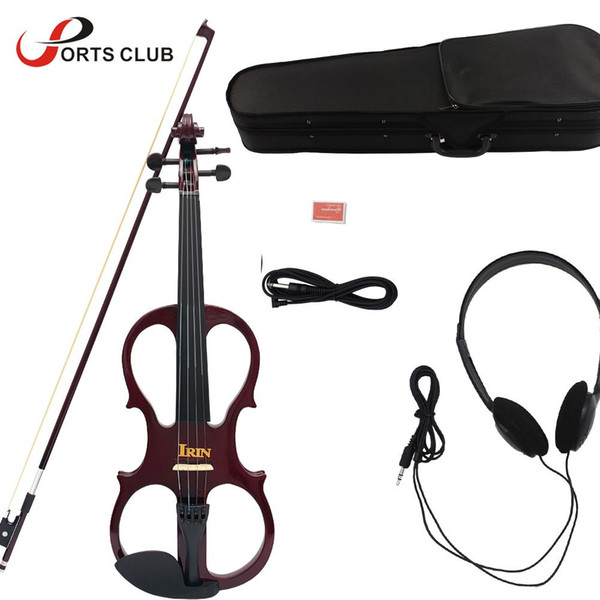 4/4 Wood Maple Electric Violin Fiddle Stringed Instrument with Ebony Fittings Cable Headphone Case for Music Lovers Beginners