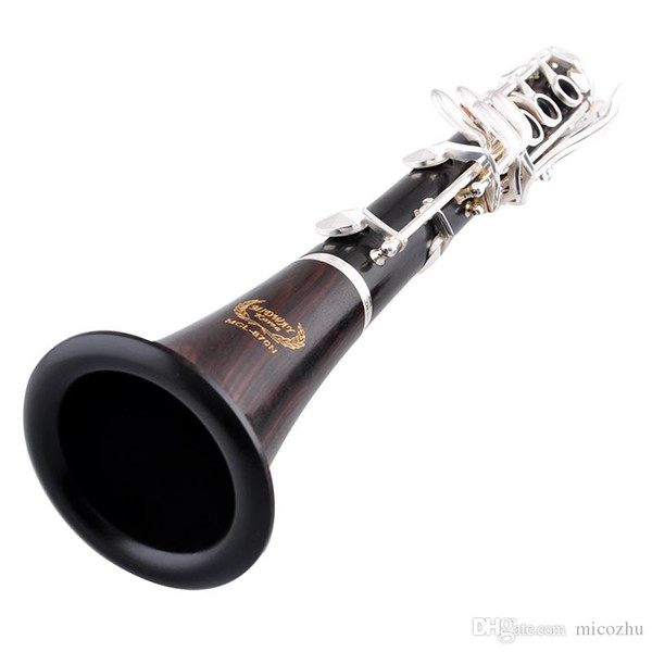 China Brand Ebony Wood Clarinet Bb Professional Playing Music Imported Ebony Clarinet Woodwind Instrument With Case Free Shipping