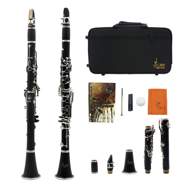 HOT-SLADE ABS 17 Key Clarinet bB Flat Soprano Binocular Clarinet with Cleaning Cloth Gloves Screwdriver Reed Case Woodwind Ins