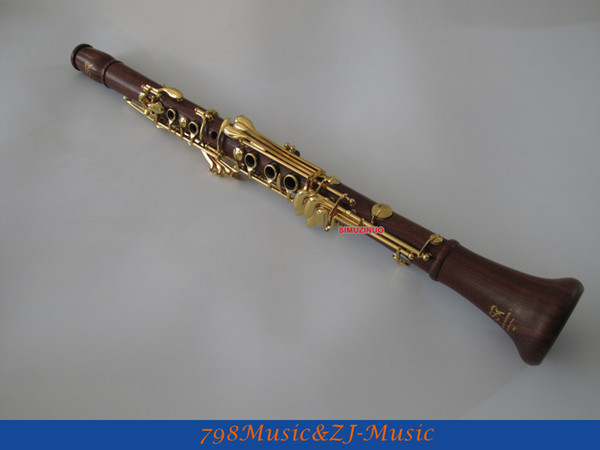 SR New Rose Wooden 19 Key Bb Clarinet With Mouthpiece Gold Lacquer Keys