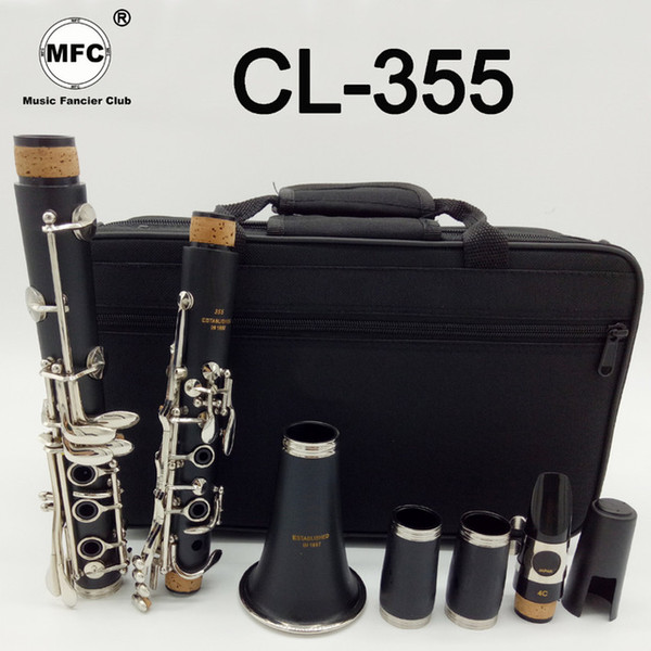 Music Fancier Club Student Clarinets Bb CL-355 Matte ABS Resin Bakelite Clarinet Mouthpiece 4C Included Case + Reeds