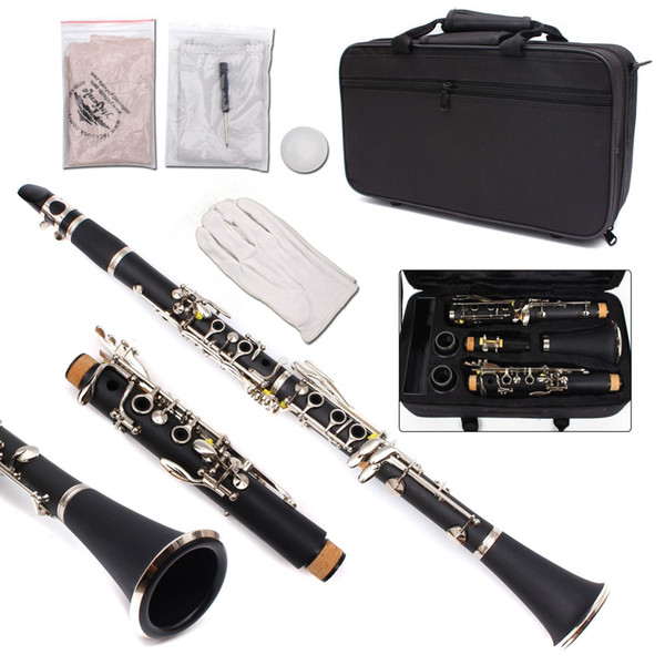 New Professional Clarinet Ebonite Wood Nickel Plated Key Bb Key 17 key Case #7