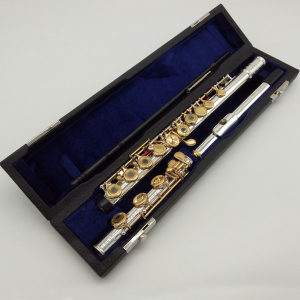 Music Fancier Club Intermediate Standards Flute FL-412 Gold Key Carved Floral Designs Flutes 17 Holes Closed Open Hole