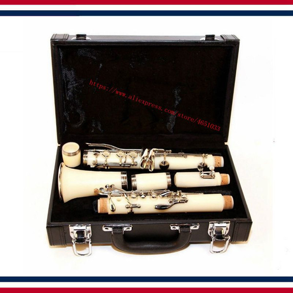 Clarinet NEW 17 Key of Bb White Student Band Clarinet B Flat WHITE with Deluxe Case