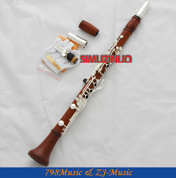 Wholesale-Professional Rose Wooden 19 Key Bb Clarinet Boom System With Metal Mouthpiece