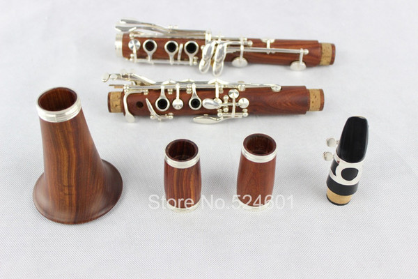 ABT-450 Red Wood Clarinet Professional Performance Instrument 17 Key Bb Tune Rosewood Mahogany Clarinet Silver Keys Clarinets