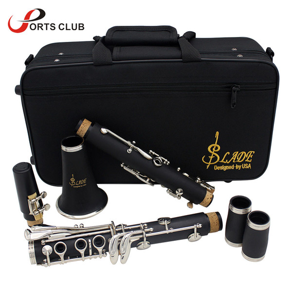 Wholesale-Clarinet ABS 17 Key bB Flat Soprano Binocular Clarinet with Cleaning Cloth Gloves 10 Reeds Screwdriver Case Woodwind Instrument