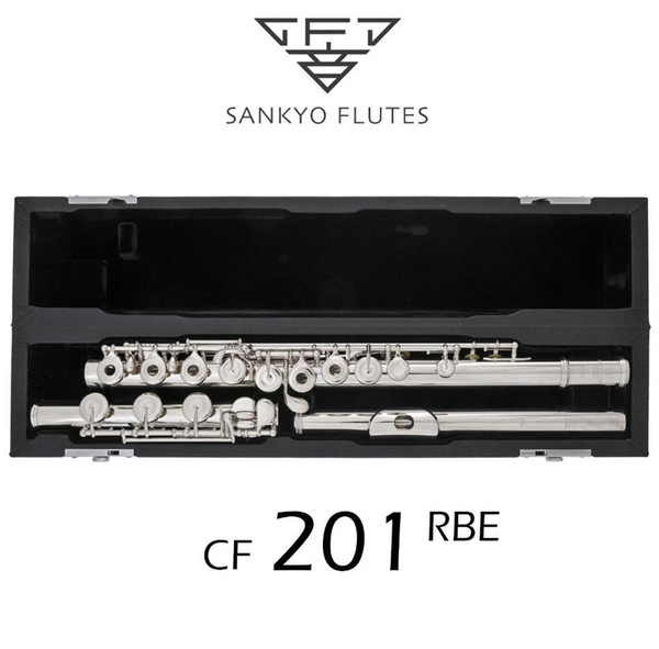 Professional Sankyo CF201 FLUTE ETUDE B Tail E Key Split Silver Plated FLute C tone 17 Holes Open Flute Copy