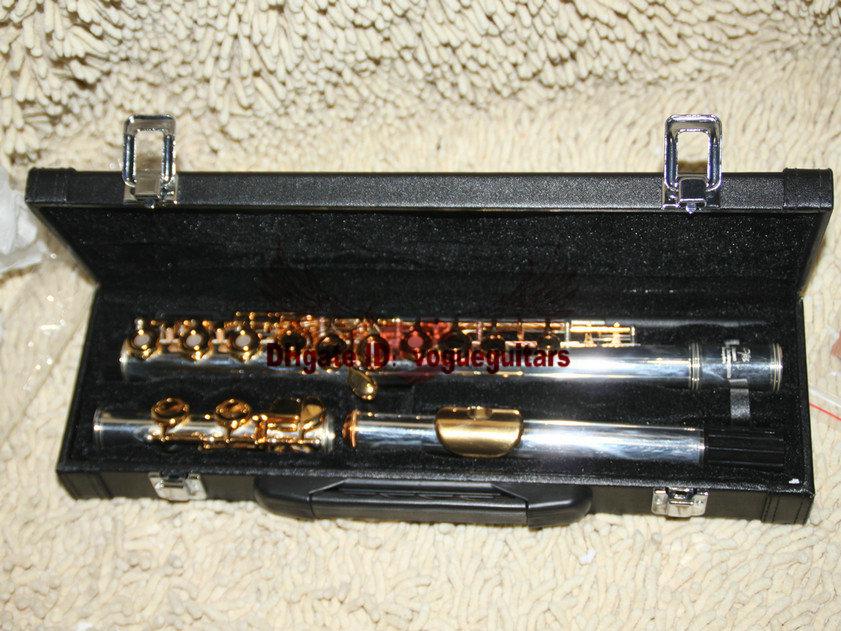 New Arrival Advanced Silver body gold key with key OPEN flute With hard case Free shipping