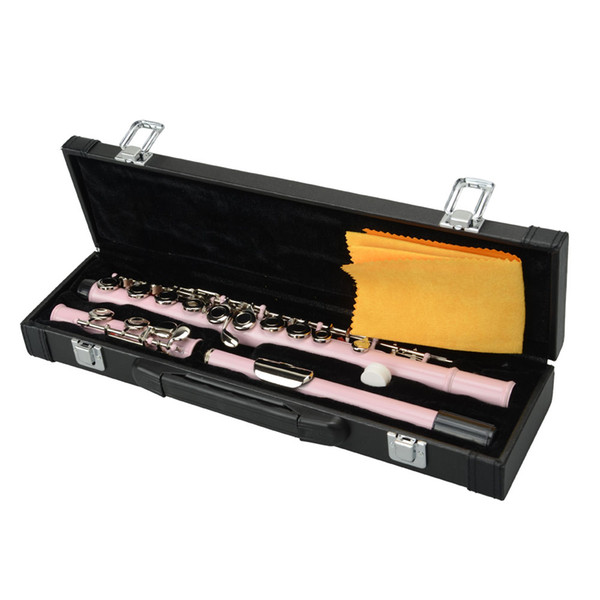 High Quality Cupronickel C Keys 16 Closed Holes Concert Band Flute with Carrying Case Kit Pink