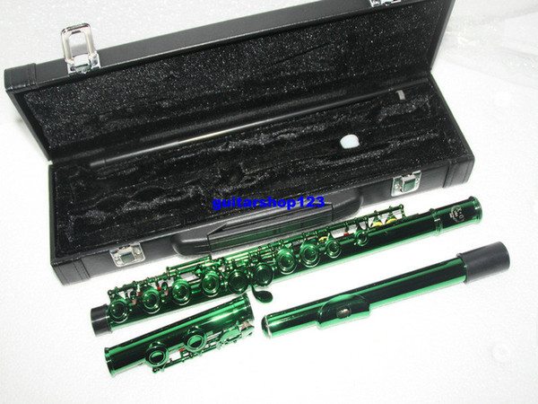 Wholesale Green 16 holes Flutes Woodwind flute with case Free Shipping A1112