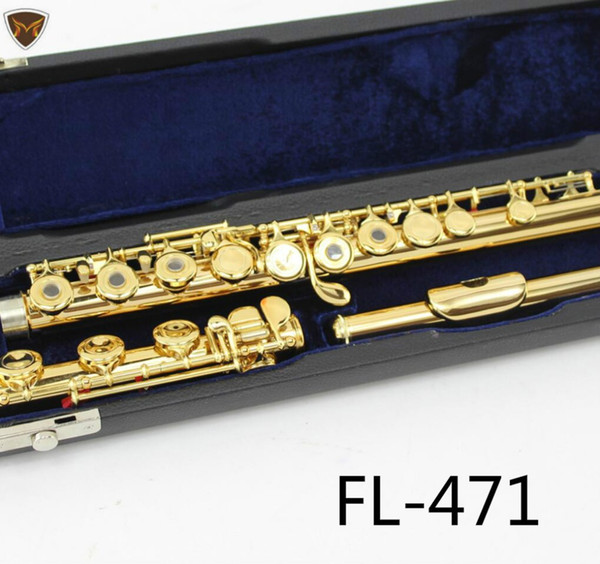 MARGEWATE FL-471 Standards Student Flutes Exquisite 17 Holes Open C Key Flute Whole Gold Lacquer Body With Case Free Shipping