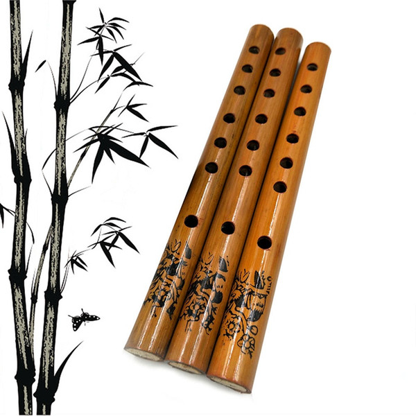 1PC Chinese Traditional 6 Hole Bamboo Flute Vertical Flute Clarinet Student Musical Instrument Wood Color 24CM