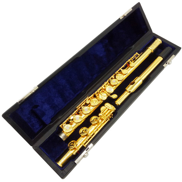 C Tune Flute 17 Keys Hole Open Gold Lacquer Flute With Case and Accessories French Buttons