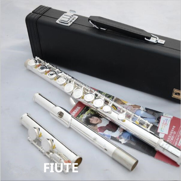 NEW! Top Music fluteYFL-210/YFL 271 16 hole / 17open /obturator C pure silver E key flute musical instrument free